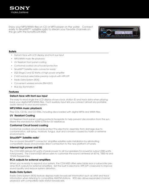 Sony CDX-M20 CD Spec. (249.415M)
