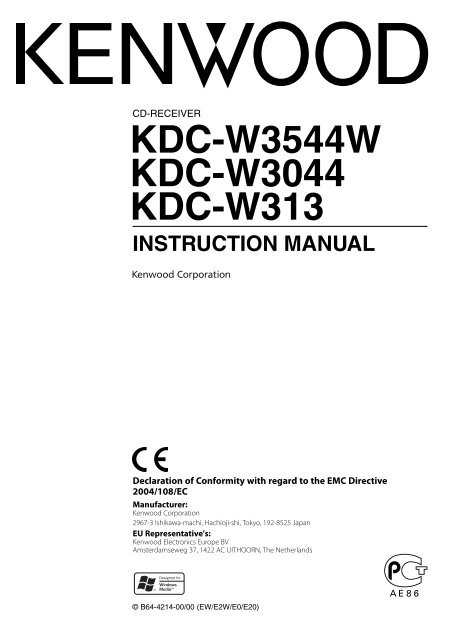 kdc-w3544w kdc-w3044 kdc-w313 instruction manual - Kenwood