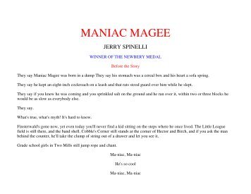 Essay maniac magee