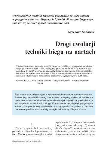 Sadowski_G --- Drogi ewolucji techniki biegu na nartach