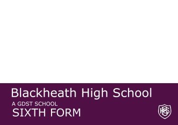 Sixth form Prospectus - Blackheath High School - The Girls' Day ...