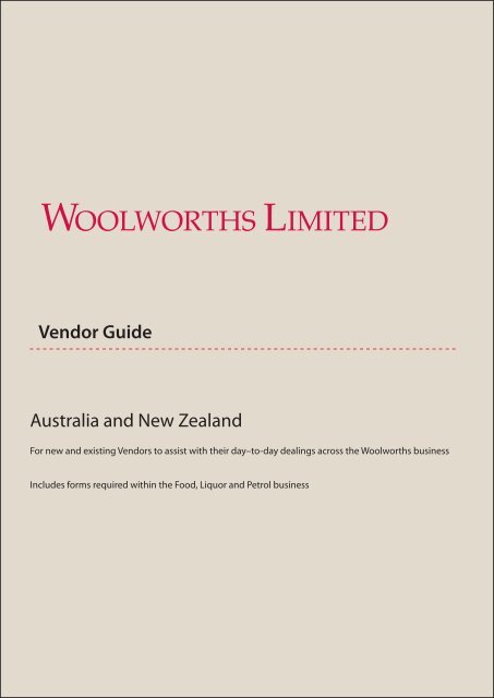 Vendor Guide Australia And New Zealand Woolworths Wowlink