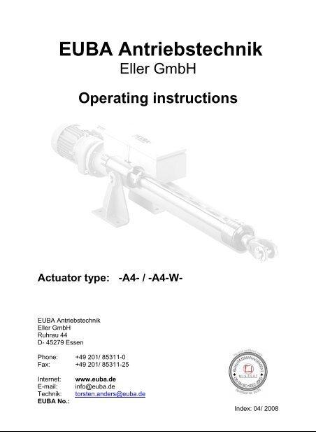 Operating manual A4 and A4w - Euba-Antriebstechnik Eller GmbH