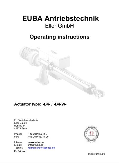 Operating manual B4 and B4w - Euba-Antriebstechnik Eller GmbH