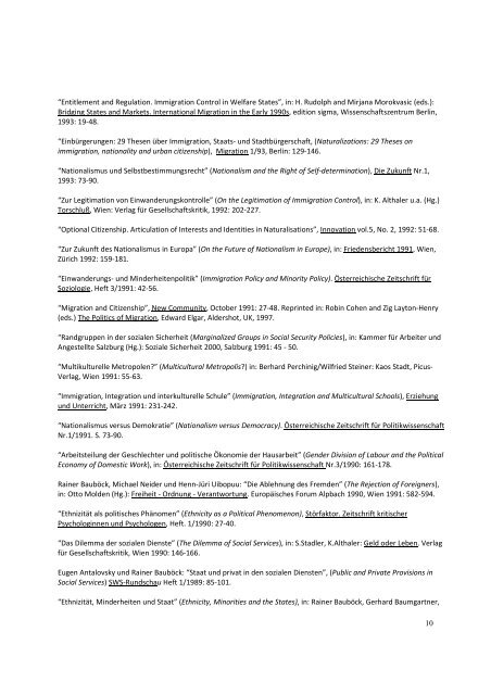 1 Rainer Bauböck: List of Academic Publications Monographs ...