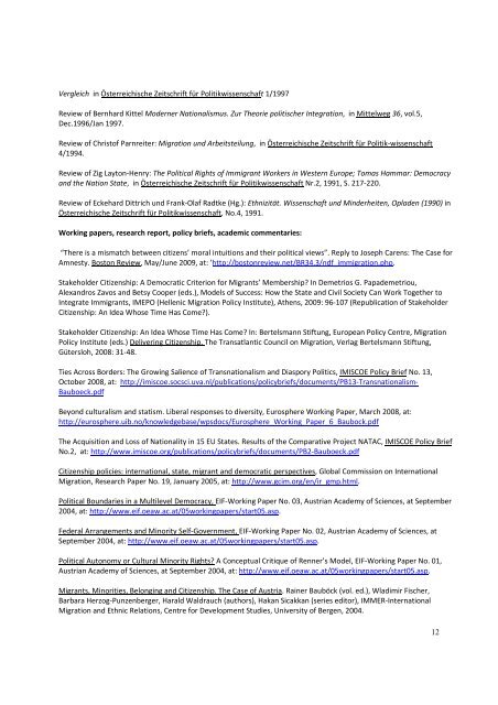 1 Rainer Bauböck: List of Academic Publications Monographs ...