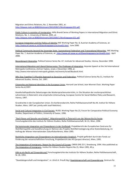 1 Rainer Bauböck: List of Academic Publications Monographs ...