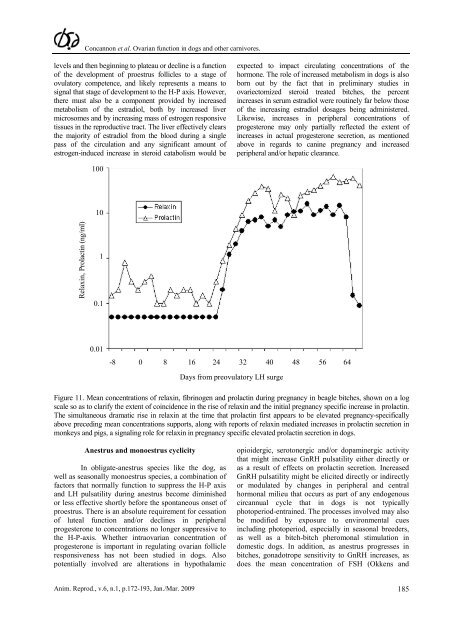 Endocrine control of ovarian function in dogs and other carnivores