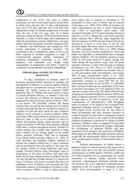 Endocrine control of ovarian function in dogs and other carnivores