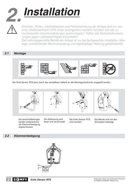 GEBRAUCHS- ANWEISUNG Eolis Sensor RTS - Somfy