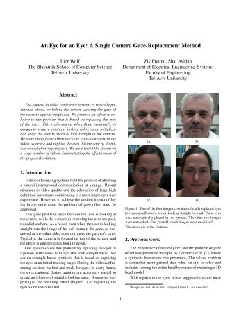 An Eye for an Eye: A Single Camera Gaze-Replacement Method