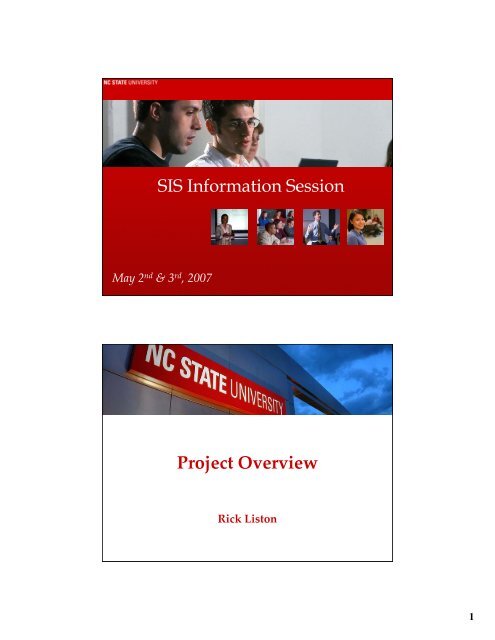 SIS Information Session Project Overview - ncsu.edu