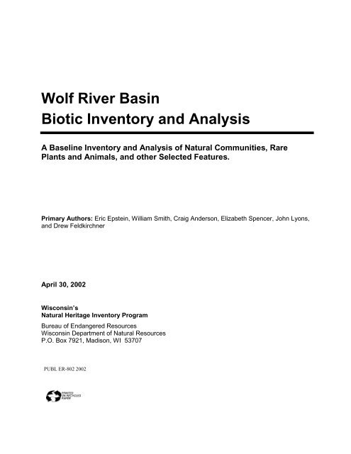 Wolf River Basin Biotic Inventory and Analysis Report - Wisconsin ...