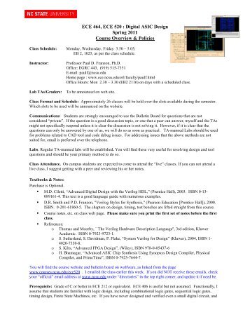 ECE 464, ECE 520 : Digital ASIC Design Spring 2011 Course ...