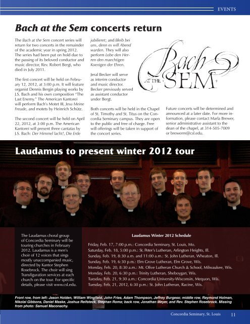 Concordia Seminary magazine | Winter 2012