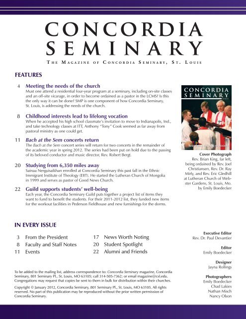 Concordia Seminary magazine | Winter 2012