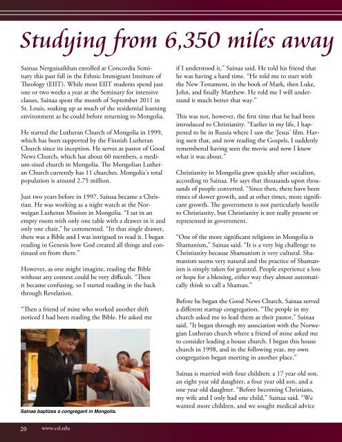 Concordia Seminary magazine | Winter 2012