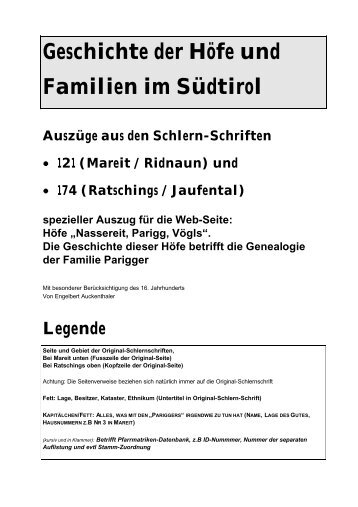 Ethnikum der Hofbeschreibung - Familie Parigger