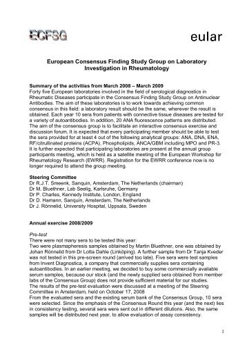 ECFSG Report to EULAR 2008_2009