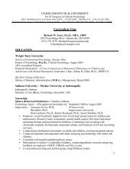 UNION INSTITUTE & UNIVERSITY Curriculum Vitae