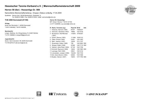 Hessischer Tennis-Verband e.V. | Mannschaftsmeisterschaft 2009