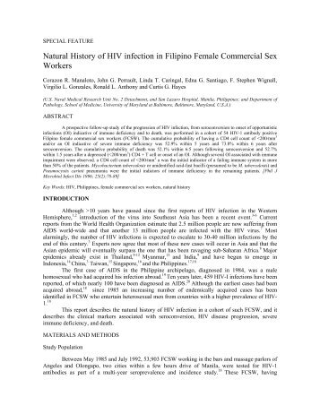 Natural History of HIV infection in Filipino Female Commercial Sex ...