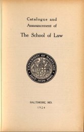 University of Maryland School of Law : Catalog, 1924