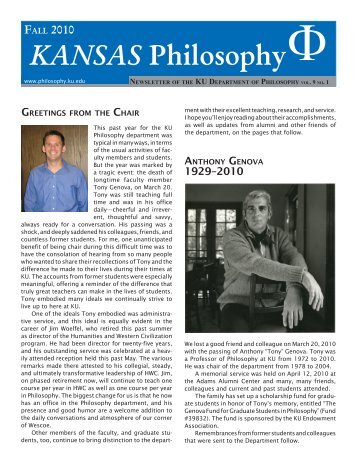 Fall 2010 - Department of Philosophy - University of Kansas
