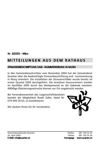 MITTEILUNGEN AUS DEM RATHAUS LUNGEN AUS DEM ...