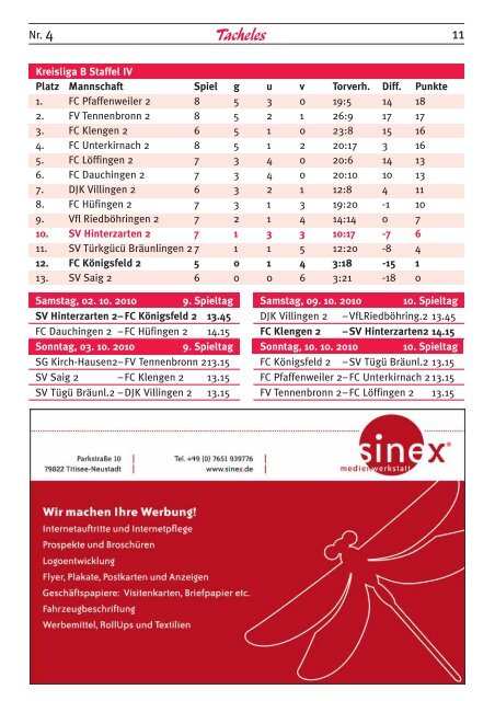 Aktuelle Ausgabe des "Tacheles" - SV Hinterzarten