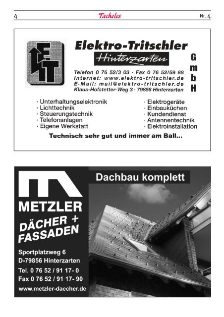 Aktuelle Ausgabe des "Tacheles" - SV Hinterzarten