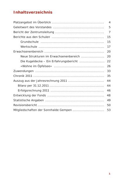 Jahre sb e rich t 2 011 - Sonnhalde Gempen