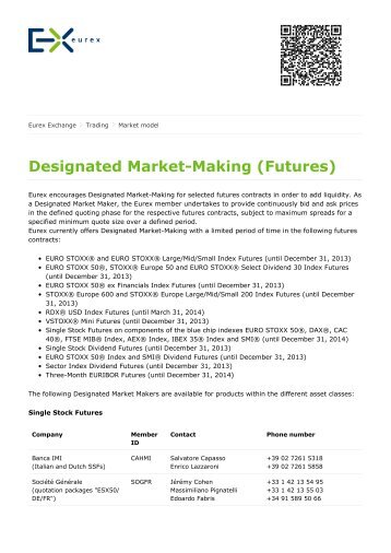 Eurex - Designated  Market-Making (Futures)