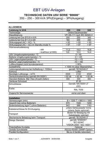 Technische Daten Deutsch - EBT Euro-Batterietechnik GmbH