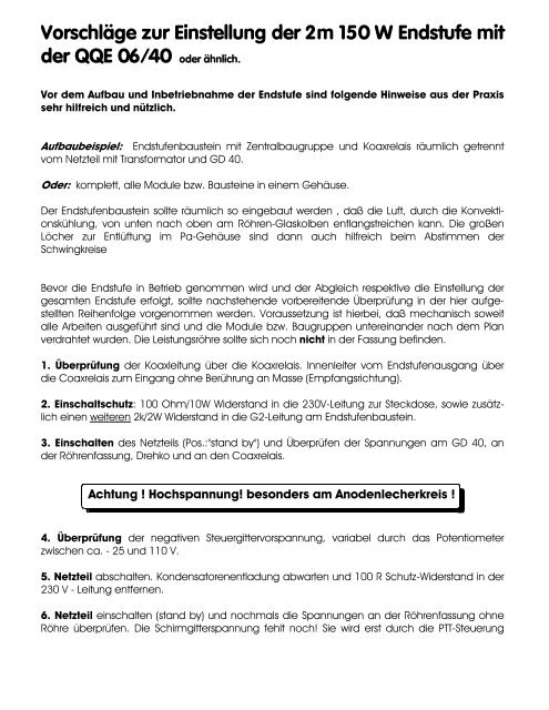 2m QQE 06/40 Pa-Zeichnungen - Eurofrequence Dierking