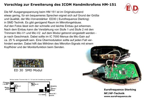 HM-151 Mikrofon mit Vorverstärker ED30 - Eurofrequence Dierking