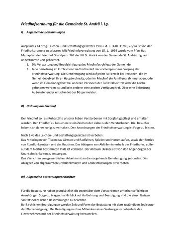 Friedhofordnung (193 KB) - .PDF - St. Andrä im Lungau