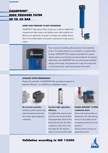 High Pressure Filters up to 50 bar [PDF - Beko-technologies.com