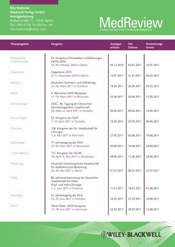 Themenplan MedReview - Blackwell Verlag