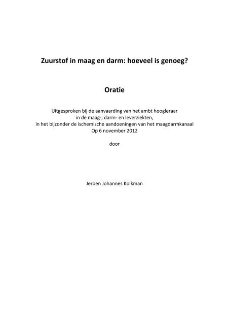 Oratie Jeroen Kolkman - Genootschap van Maag-Darm-Leverartsen