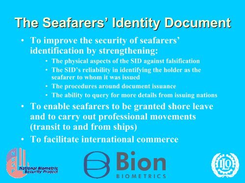 International Labor Organization (ILO) Seafarers' ID - Using ...