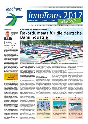 Rekordumsatz für die deutsche Bahnindustrie - InnoTrans