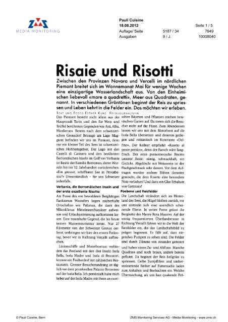 Risaie und risotti, Pauli Cuisine, 18. August 2012 - Enit