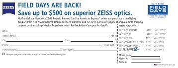 Rebate Coupon - Carl Zeiss Sports Optics