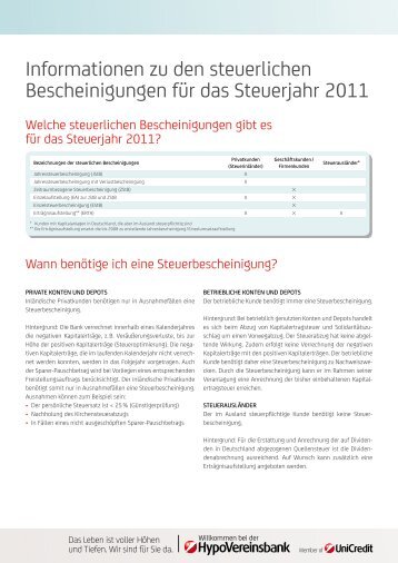 Informationen zu den steuerlichen ... - HypoVereinsbank