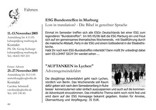 Wintersemester 2005/06 - ESG Berlin