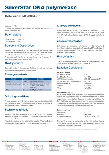 SilverStar DNA polymerase - Eurogentec