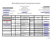 Satillite Training Center Contact List - BJC HealthCare