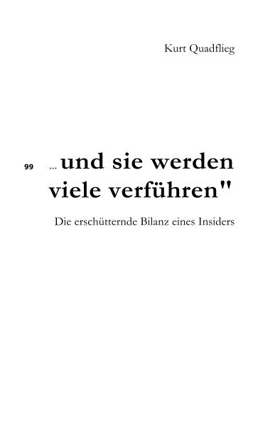 "... und sie werden viele verführen" Die erschütternde ... - Apostasia.de