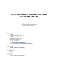 Guide to the California Institute of the Arts Archive 1914-1989 - CalArts